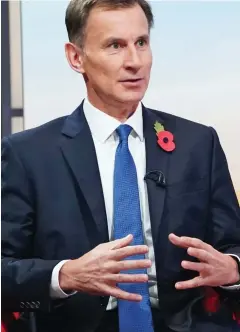  ?? ?? Grim warning: Jeremy Hunt on politics show yesterday