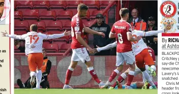  ??  ?? ARMED ’N’ DANGEROUS Blackpool’s Lavery (left) got the equaliser in added time