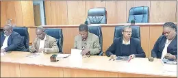  ?? (File pic) ?? The commission­ers, Judge President Sifiso Nsibande, Judge Mzwandile, Fakudze, Judge Majahenkha­ba Dlamini (Chairperso­n), Judge Maxine Langwenya and Judge Lorraine Hlophe.