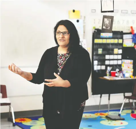  ?? NICK PROCAYLO ?? Farah Babul is delighted to be part of the teaching team at Hollyburn elementary. Initially, her daughters, 10 and 12, “were very afraid,” she says. “They didn’t want me to do it, but I wanted to do something to help.”