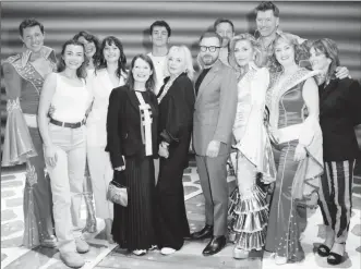  ?? ?? Cast members pose with writer Catherine Johnson, Bjorn Ulvaeus and Judy Craymer during the curtain call for Mamma Mia, as the musical celebrates 25 years, at the Novello Theatre in London, Britain, April 6, 2024.