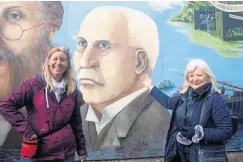  ?? PHOTOS: CRT ?? Visitor Karen Wild was delighted to bump into artist Bernice Tackley (right), who created this outdoor wall mural of the lift’s founders 20 years ago.