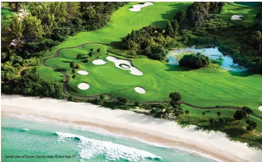  ??  ?? Aerial view of Ocean Course Hole 10 and Hole 11