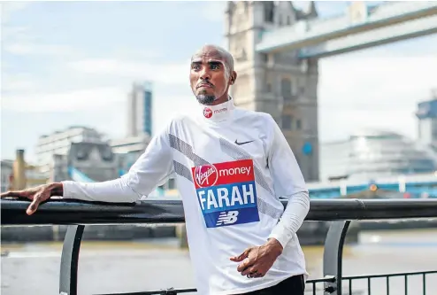  ?? Picture: AFP ?? Mo Farah in London this week ahead of the London Marathon that he will run today.