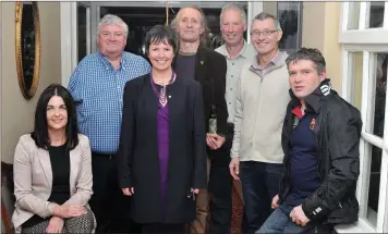  ??  ?? Joan Maguire who organised the Farmers Forum in Benner’s Hotel on Friday night as part of the Food Festival with speakers and sponsors. From left: Laura Boyle, Teagasc; Pat O’Shea NEWKD Farm Family Committee; Steve Allin, Hemp Ireland; Colm Murphy;...