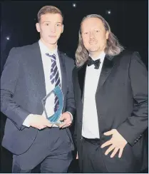  ?? ?? ACCOLADE Hayden Carter, left, collected the award for Goal of the Season at Pompey’s seasonal awards evening