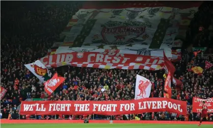  ??  ?? The new seats at Anfield will allow fans to stand at certain moments of a game. Photograph: Simon Stacpoole/Offside/Getty Images