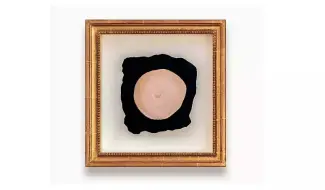  ?? ?? Marcel Duchamp, Prière de Toucher, 1947, Modi  ed readymade: foam rubber breast on velvet mounted paper, 10 cm diameter