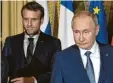  ?? Foto: Nikolsky, dpa ?? Macron und Putin telefonier­ten kurz vor Beginn des Krieges.