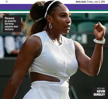  ??  ?? Pleased as punch: Serena salutes her victory PICTURE: KEVIN QUIGLEY