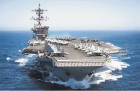  ?? Paul L. Archer / U.S. Navy 2017 ?? The Navy’s nuclear aircraft carrier Theodore Roosevelt has over 100 sailors infected with the coronaviru­s. The ship’s captain wants to allow the isolation of his entire 4,000member crew.