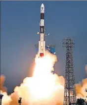  ?? AP ?? Isro releases an image of the launch of PSLV-C51 carrying Brazil's Amazonia- 1 and other satellites, at the Satish Dhawan Space Center in Sriharikot­a on Sunday.