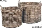  ?? ?? Silver Mushroom Label Set of 2 Giant Rattan Log Baskets, Silver Mushroom.