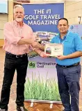  ??  ?? The Victoria Golf & Country Resort General Manager Asela Wavita receives the certificat­e for ‘Most Memorable Golf Course in Asia 2019’ from Member of Panel of Judges and Golf Travel Writer of Destinatio­n Golf Sam Sokocius