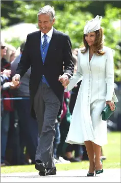  ??  ?? David and Jane Matthews attend the wedding of Pippa Middleton and their son James at St Mark’s Church in Englefield, west of London, last May 20. — AFP file photo