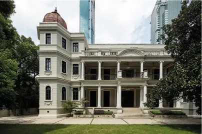  ??  ?? RETURN TO SPLENDOUR From left: The meticulous renovation of Prada Rong Zhai focused on repairing and restoring the original detailing, from stained glass to ceramic tiling and gilded ceilings; the mansion was once owned by “Flour King” Yung Tsoong-King