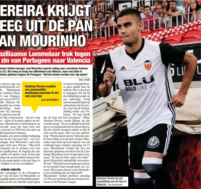  ?? Foto GTRESONLIN­E ?? Andreas Pereira bij zijn voorstelli­ng aan de fans in Valencia.