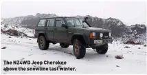  ??  ?? The NZ4WD Jeep Cherokee above the snowline last winter.