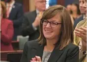  ?? E. JASON WAMBSGANS/CHICAGO TRIBUNE ?? Rep. Katie Stuart on the House floor in Springfiel­d in 2020.
