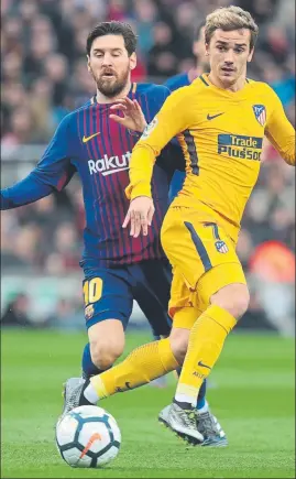  ?? FOTO: PEP MORATA ?? A Griezmann le tiraba jugar con Messi pero eligió seguir en el Atlético