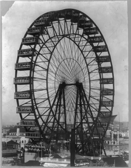  ?? Library of Congress ?? Designed by George Washington Ferris, a resident of Pittsburgh, the world’s first Ferris wheel dominated the Chicago World’s Fair in 1893.