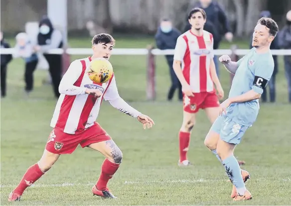  ??  ?? Action from Sunderland RCA (red and white) v Newton Aycliffe. Photo: Frank Reid