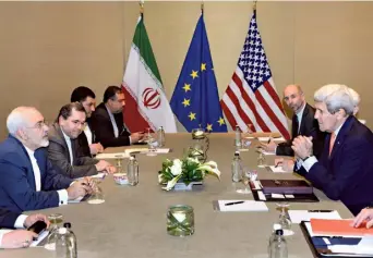  ?? FILE PHOTO ?? Highlevel officials from the U.S. and Iran at a meeting in Geneva, Switzerlan­d in 2015.