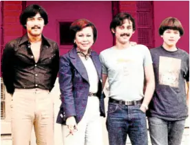  ??  ?? Leila Benitez in the 1980s with her three sons Gerry and Gil Roses and Martin Simpson