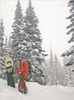  ?? BREEZY VISIN VIA ASSOCIATED PRESS ?? Snowboarde­r Maurice Kervin, 25, stands in the Wolf Creek Ski Area near Pagosa Springs, Colo., in January. He survived a large avalanche last month by deploying an air bag to stay on the surface.