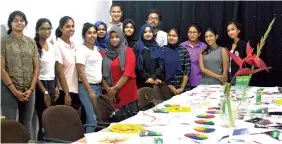  ??  ?? Dinesh Chandrasen­a & Nayana Nilanga with our Fashion Design workshop attendees