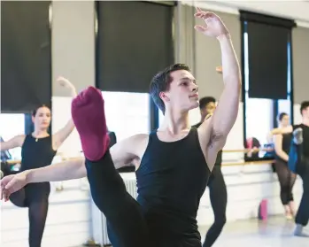  ?? LOU FOGLIA/CHICAGO TRIBUNE ?? Chicago Academy for the Arts student Zachary Jeppsen works with classmates at one of the facility’s dance studios in December 2017. Bullied for taking ballet classes as a boy, he’s now just graduated from Juilliard.