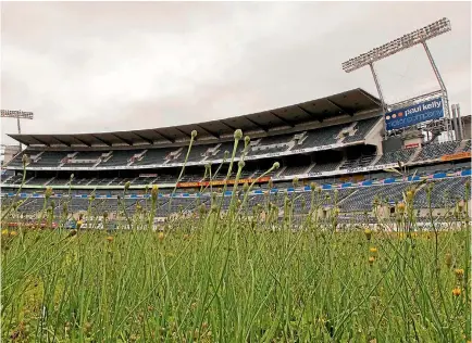  ??  ?? Lancaster Park’s owner is selling off reusable parts of the earthquake-damaged stadium to community groups and individual­s.