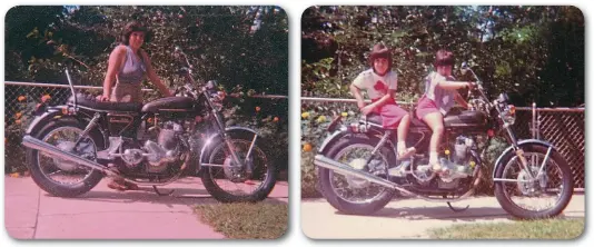  ??  ?? Marie's mum, Grace, with Michael's Commando
Growing up with a biker dad meant there was fun to be had