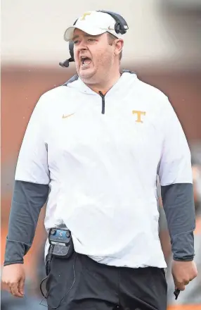  ?? CALVIN MATTHEIS/NEWS SENTINEL ?? University of Tennessee head coach Josh Heupel.