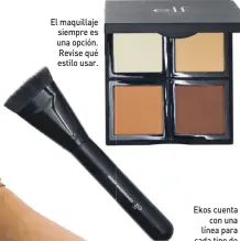  ??  ?? El maquillaje siempre es una opción. Revise qué estilo usar. Ekos cuenta con una línea para cada tipo de piel. Ideal.