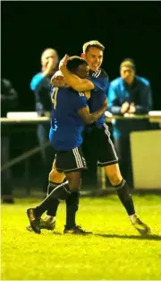  ??  ?? Bracknell celebrate Kensley Maloney’s strike