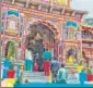  ?? HT PHOTO ?? The premises of the Badrinath shrine being sanitised.