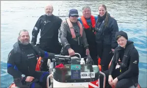  ?? (Pic: Catriona Patton) ?? Diving on the SS Westwick last weekend, l-r: Dermot Barry, Dick Vaughan, Des Browne, Moss Carroll, Louise Feeney and Ted White.