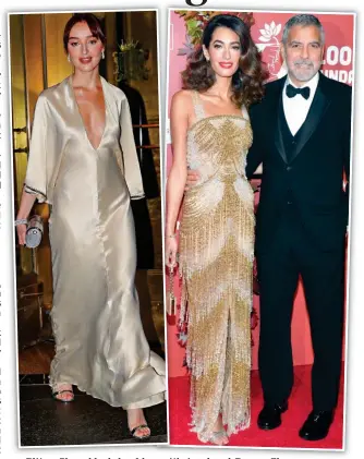  ?? ?? Glitzy: She rubbed shoulders with Amal and George Clooney