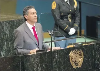  ??  ?? Seychelles President Danny Faure told the UN General Assembly this week that for his country, climate change is already a daily reality.