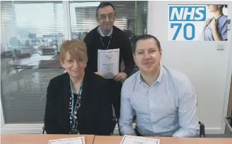  ??  ?? The judging panel Carol Harries, left, Chris Cordner, centre, and Gavin Foster..