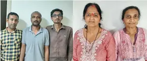  ??  ?? Citizens from India who are currently stranded in Fiji (from left), Nandeep Jayesh Tailor, Bhavin H. Parekh, Karan A. Patel, Geetaben Patel and Neetaben Malbari.