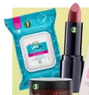  ??  ?? 1 3 2 4 1 Yes To Cotton Comforting Facial Wipes, £3.99 Made from recycled cotton scraps and biodegrada­ble. 2 Dr Hauschka Lipstick, £20.50 Organic, vegan, cruelty-free, recyclably packaged – you name it, it’s got it. 3 Trilogy Exfoliatin­g Body Balm,...