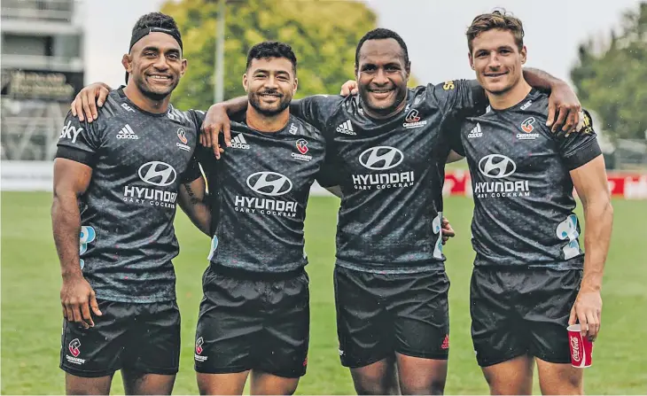  ?? Photo: Crusaders. ?? Crusaders (left-right) Sevu Reece, Richie Mo’unga, Manasa Mataele, George Bridge after training in Christchur­ch, New Zealand, on April 15, 2021.