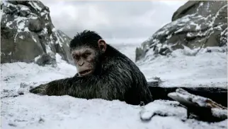  ??  ?? A scene from “War for the Planet of the Apes.”