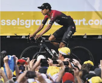  ?? Jeff Pachoud / AFP / Getty Images ?? Colombia’s Egan Bernal of Great Britain’s Team Ineos is making his Tour de France debut and cycling greats Eddy Merckx and Alberto Contador are predicting that he will win.