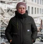  ?? ?? Polovko poses near her school, destroyed by a Russian missile, in the town of Kostyantyn­ivka, Donetsk region.