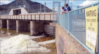  ?? To The Daily Courier ?? JOE FRIES/Special
Water flows under the dam at the south end of Okanagan Lake in Penticton. The dam’s operator says it has plenty of leeway yet as the spring melt picks up pace.