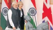  ?? REUTERS FILE ?? Prime Minister Narendra Modi and his British counterpar­t Theresa May during her visit to New Delhi in 2016.