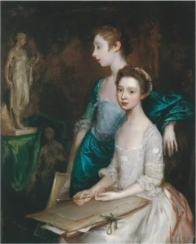  ??  ?? Mary and Margaret Gainsborou­gh, the Artist’s Daughters, at their Drawing (about 1763–64)
